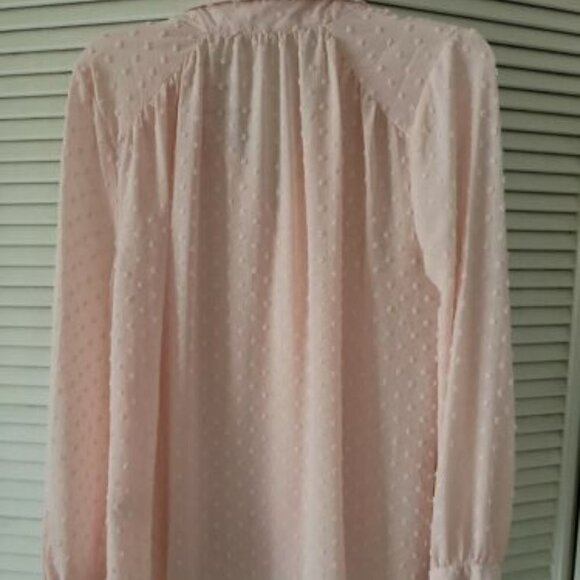 Blu Pepper Light Pink Swiss Dot Long Sleeve Bow Blouse Top - Picture 9 of 9